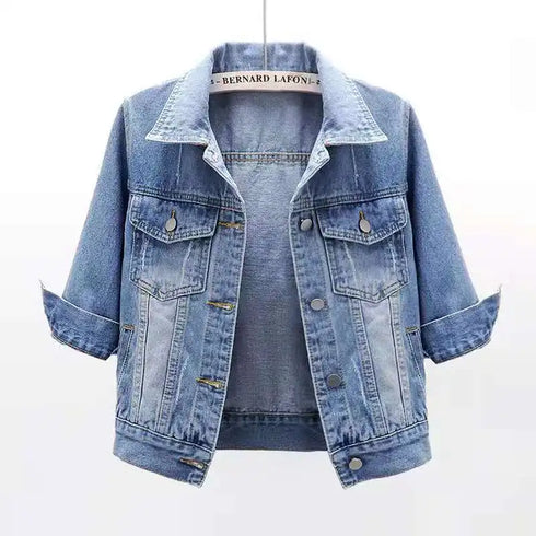 Stylish Women's Denim Jacket - Casual Pink & Blue Jean Coat for All Seasons, Comfortable & Soft, Perfect for Outdoor Activities and Daily Wear