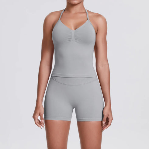 Yoga Shorts Set with Built-In Bra for Women