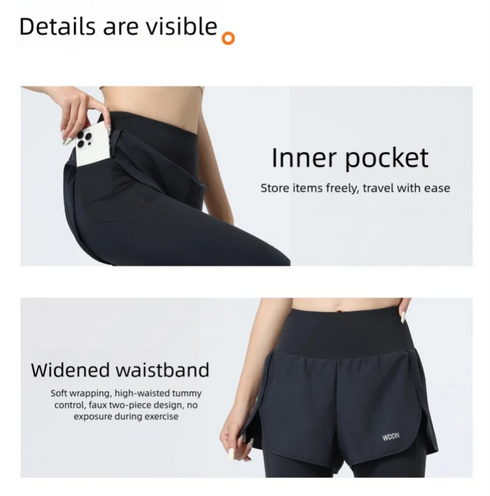 PHIGEER Women's High Waist 2-in-1 Yoga Leggings with Shorts