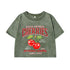 Women's Cotton Crop T-Shirt with Cherry Print