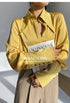 Elegant Satin Silk Blouse with Turn Down Collar