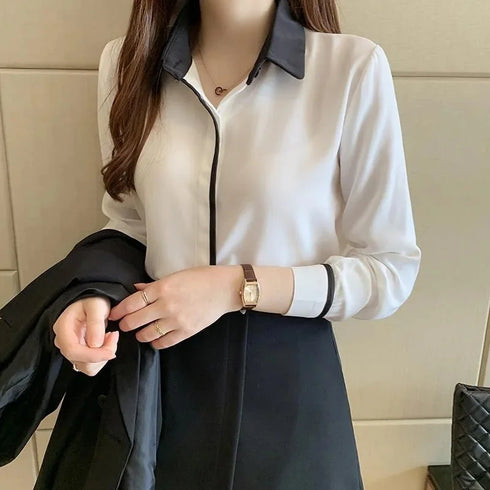 Women’s Long Sleeve Patchwork Blouse