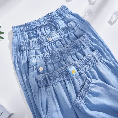 Plus Size Loose Fit Denim Yoga Pants