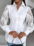 Plus Size Long Sleeve Turndown Collar Blouse