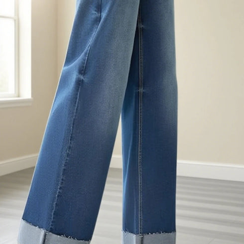 High Waist Wide Leg Denim Pants for Women