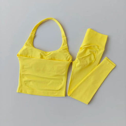 Seamless Women's Sports Fitness Set with High-Waisted Leggings