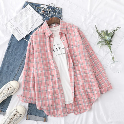 Casual Women's Flannel Plaid Shirt - Autumn Collection
