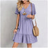 Women’s Summer Peplum V-Neck Ruffle Dress