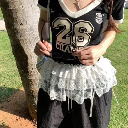 Women’s Y2K Lace Mini Layered Skirt