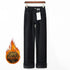 High Waist Fleece Lined Straight Jeans for Women