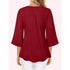 Plus Size V-Neck Casual Ruffle Edge 3/4 Sleeve Top