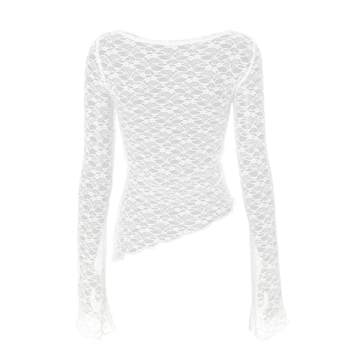 Lace Long Sleeve Slim Fit T-Shirt for Women