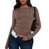 Womens Long Sleeve Bodycon Crop Top - Solid Colours