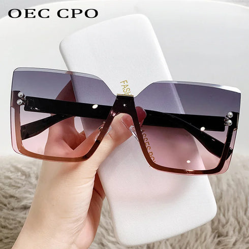 OEC CPO Oversized Rimless Sunglasses UV400 Gradient