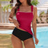 Halter Neck High-Waisted Tankini Set with Scalloped Trim