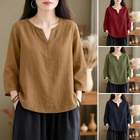 2025 ZANZEA Autumn Blouse Women V Neck Long Sleeve Tops Casual Solid Loose Shirt Female OL Work Blouses Retro Tunic Blusas Mujer