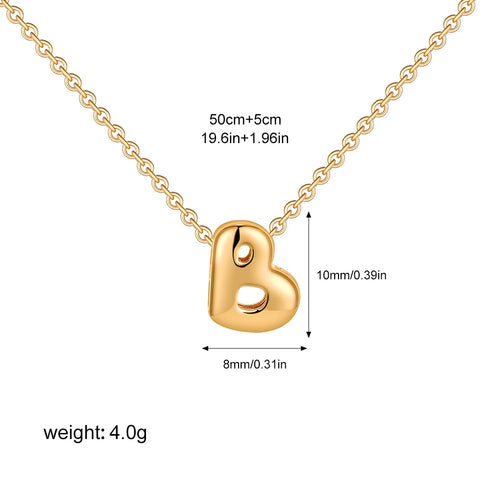 3D Bubble Initial A-Z Mini Necklace - Gold Plated