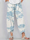 Plus Size Floral Print Ankle-Length Pants