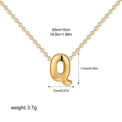 3D Bubble Initial A-Z Mini Necklace - Gold Plated