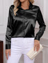 Elegant Turn-down Collar Button-front Satin Long Sleeve Women's Shirt for Daily Commute And Business Casual Wear