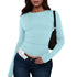 Womens Long Sleeve Bodycon Crop Top - Solid Colours