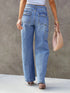 Women's Light Blue Wide Leg Straight-Leg Jeans