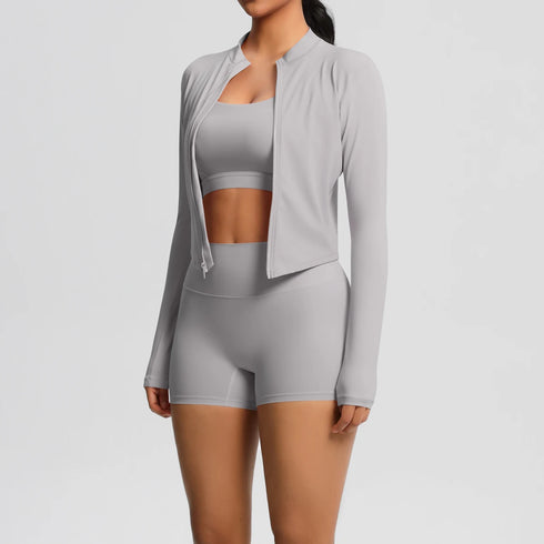 3-Piece Brown Yoga Set for Women