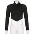 Zadily Long Sleeve Button-Up Crop Top in Black