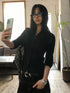 Genayooa Vintage Casual Black Shirt for Women