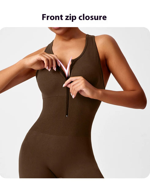 Seamless V-Back Tummy Control Yoga Bodysuit