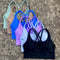 Solid Colour Cross Back Sports Bra with Multiple Straps