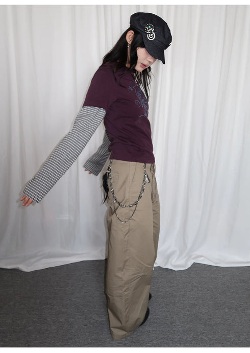 Tonngirl Y2K Vintage Long Sleeve Patchwork T-shirt