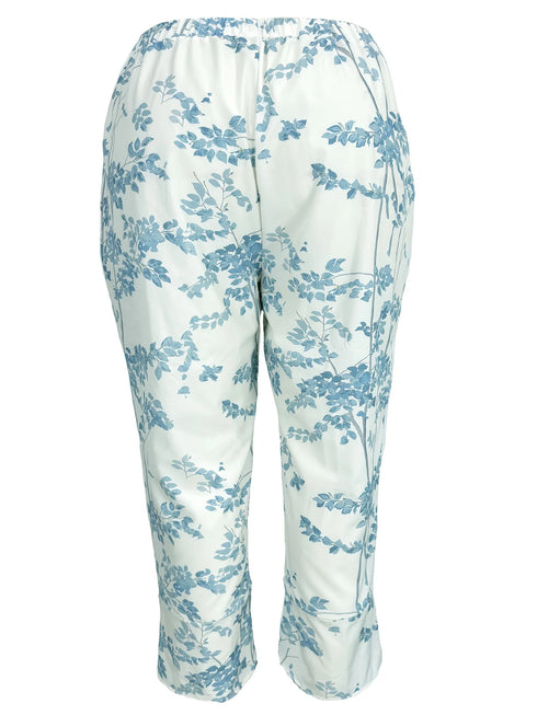 Plus Size Floral Print Ankle-Length Pants