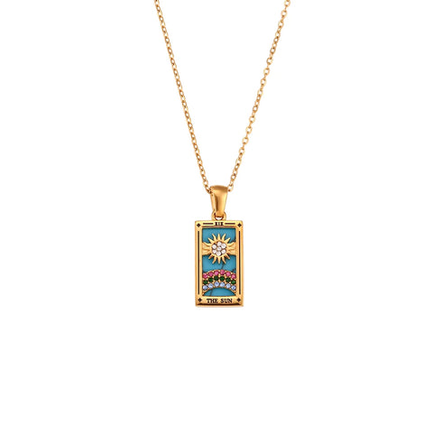 Tarnish Free Colourful Tarot Necklace with Celestial Design