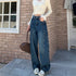 Women's High Waist Wide Leg Denim Jeans in Navy