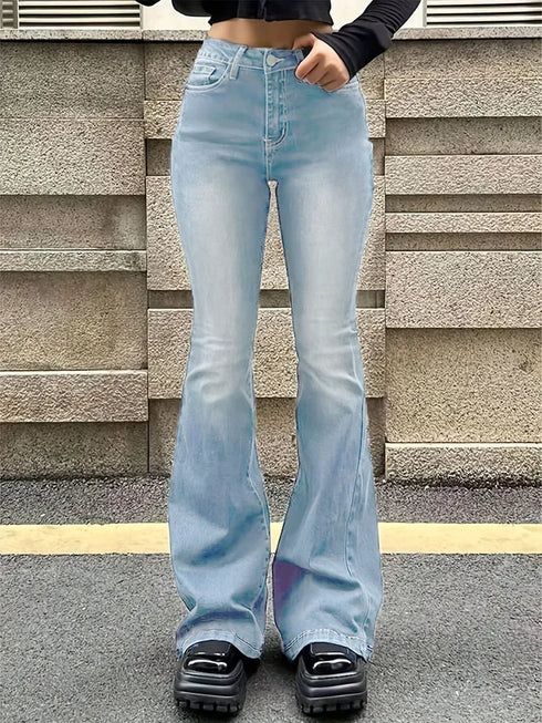 Vintage High Waist Flare Jeans for Women