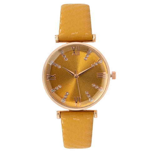 Luxury Ladies Diamond Roman Design Quartz Watch - Green Strap