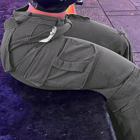 Trendy High Waisted Cargo Pants with Multi Pockets