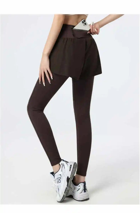 PHIGEER Women's High Waist 2-in-1 Yoga Leggings with Shorts