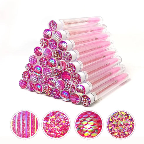 Reusable Eyelash Brush Tube 40pcs Diamond Wands Set Sparkling