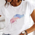 Feather Print Aesthetic T-Shirt for Women - Short Sleeve Graphic Tee, Trendy Streetwear Top, Perfect for Spring/Summer Fashion