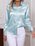 Elegant Turn-down Collar Button-front Satin Long Sleeve Women's Shirt for Daily Commute And Business Casual Wear