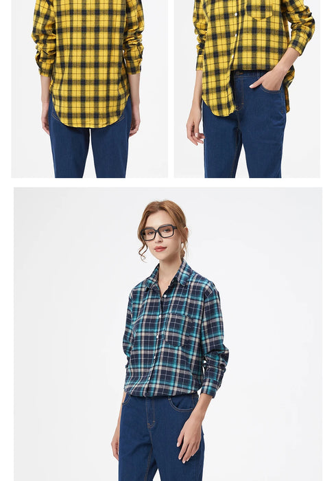 Loose Women's Plaid Shirt - Long Sleeve Casual Blouse