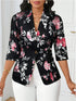 Floral Printed Autumn Blazer with Three Quarter Sleeves