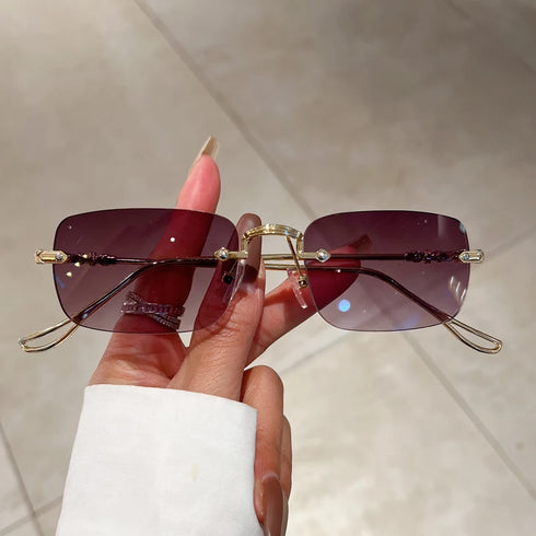 Rimless Rectangle Sunglasses for Men and Women