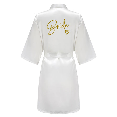 Team Bride Satin Robe with Black Letters