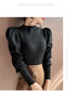 Slim Fit Turtleneck Sweater with Puff Sleeves