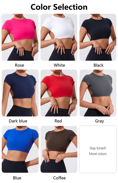 Ctenkevet Women's Yoga Crop Top with Back Detail