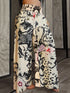 Plus Size Wide Leg Casual Trousers with Print Design