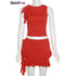 Weird Puss Women 2-Piece Pleated Mini Skirt & Tank Top Set